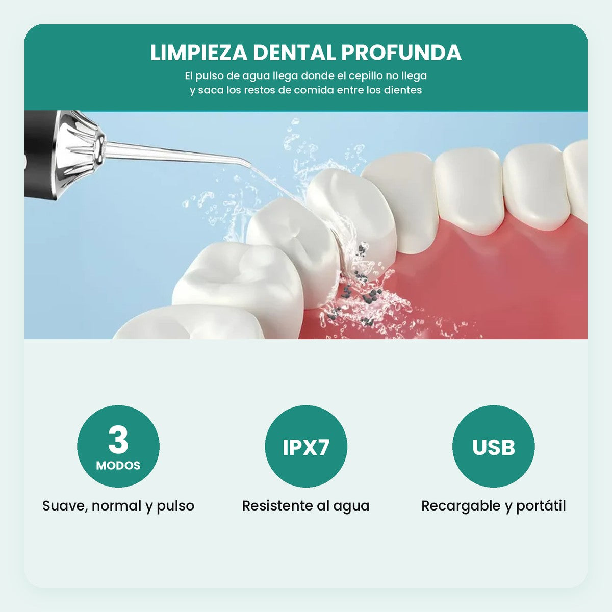 Irrigador bucal portátil de 3 modos